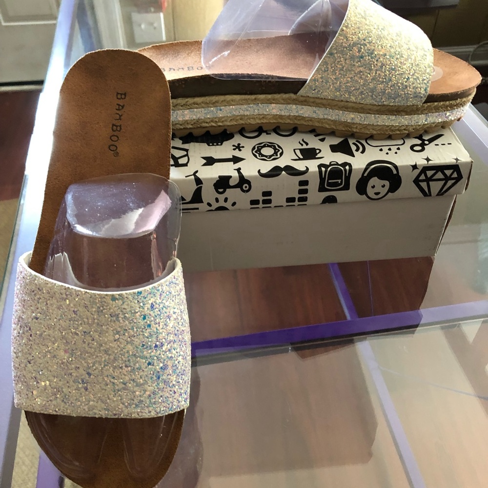 White Glitter Slides